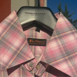 Ben Sherman Pink Plaid Men's Shirt